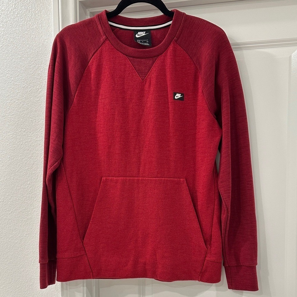 Nike Men Crewneck Sweatshirt Size S Red Raglan Pocket 928465-677